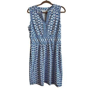 J.McLaughlin Womens Lola Sleeveless Dress in Audin Geo Size Large Blue